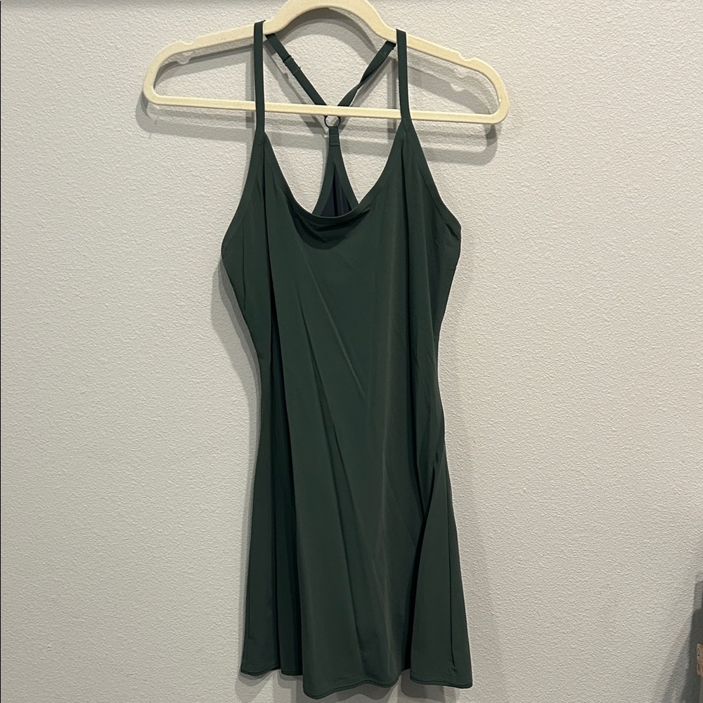 Outdoor Voices Dark Green Strappy Slip Dress